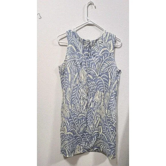 Island Company Classic 100% Linen Shift Dress Palm Leaf Print XL Summer  VACATION